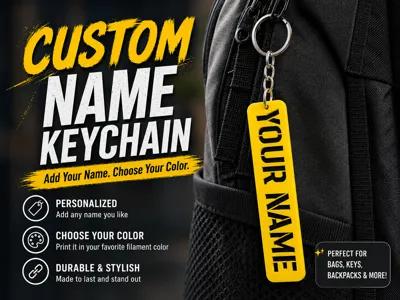 Parametric Custom Name Keychain (Stencil) - Free 3D Print Model - MakerWorld view 1