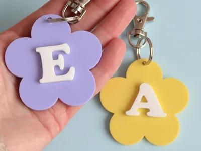 Customizable Flower Keychain - Free 3D Print Model - MakerWorld view 1