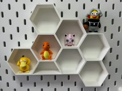 Honeycomb Display Shelf 4cm - IKEA Pegboard Accessory - Free 3D Print Model - MakerWorld view 1