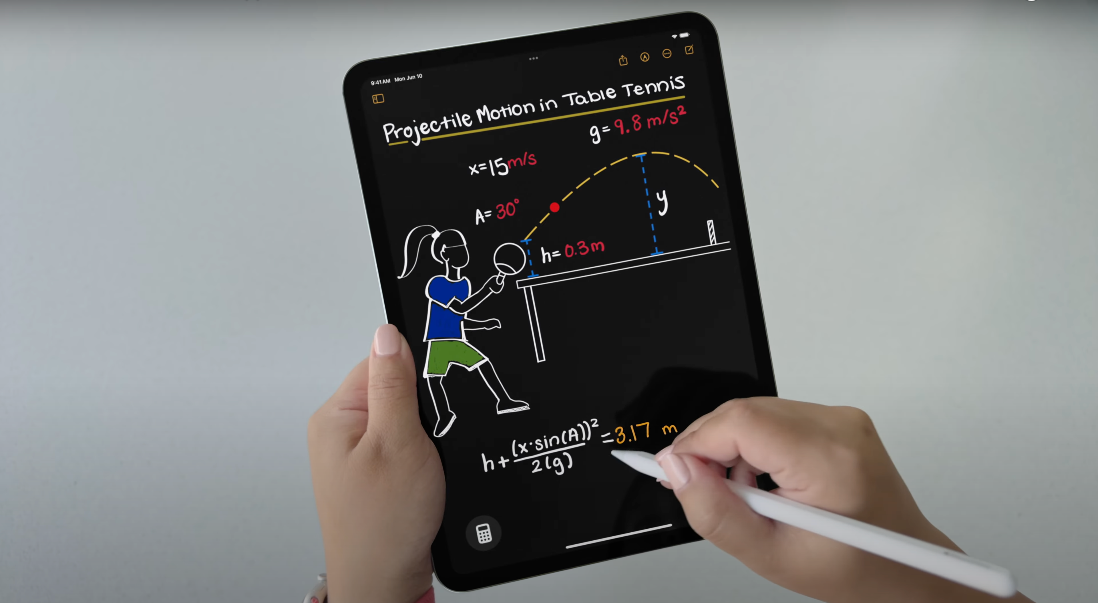 Demonstration of the new calculator app on iPadOS 18.