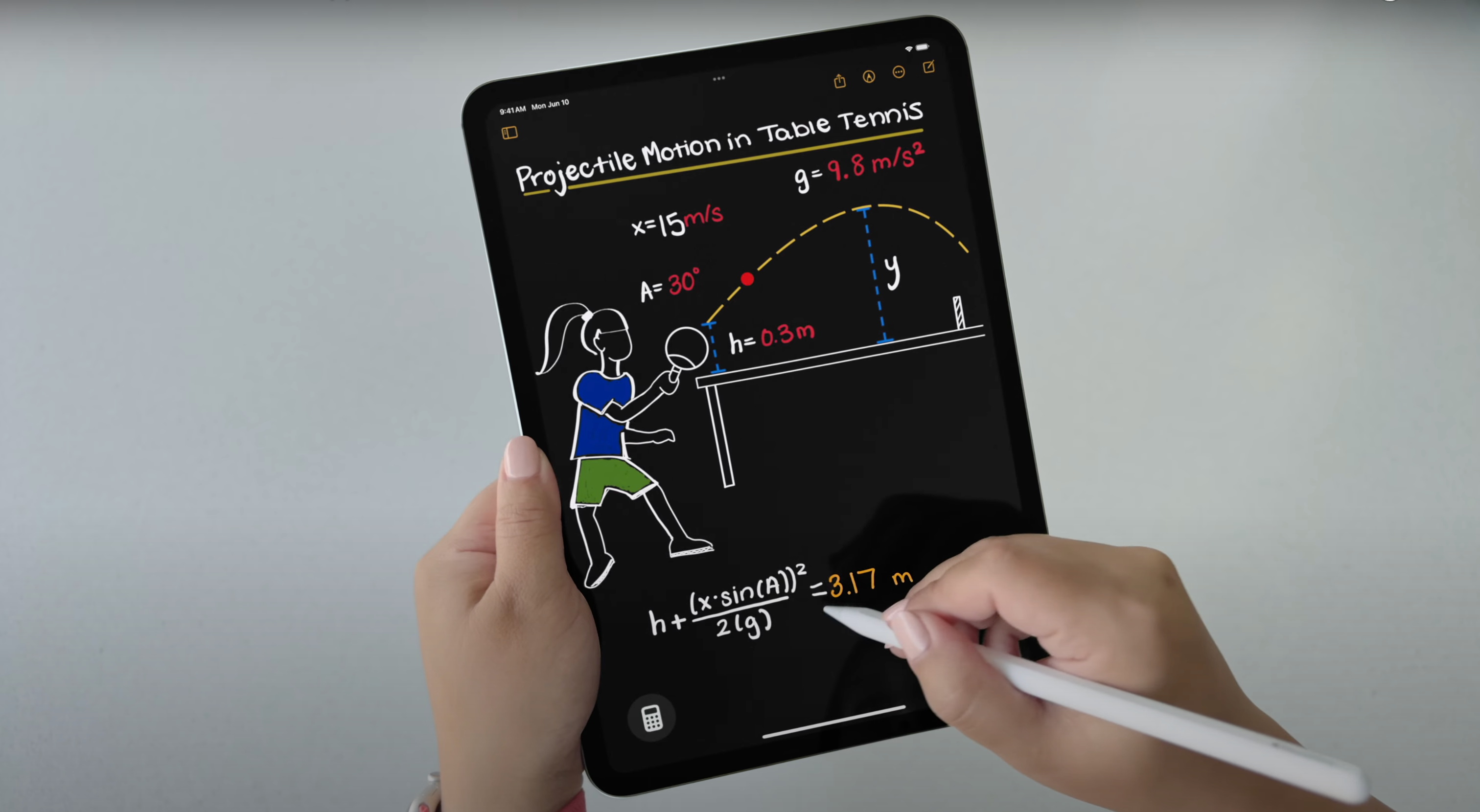 Demonstration of the new calculator app on iPadOS 18.