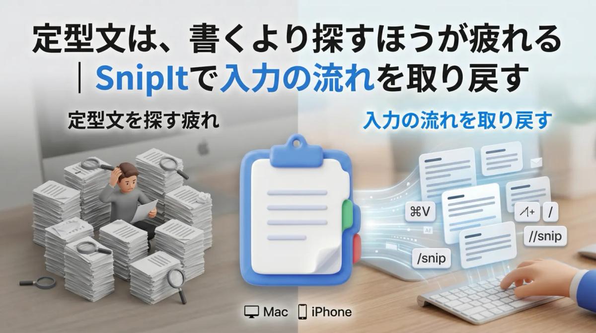snipit 紹介イメージ 書くより探すと疲れる定型文