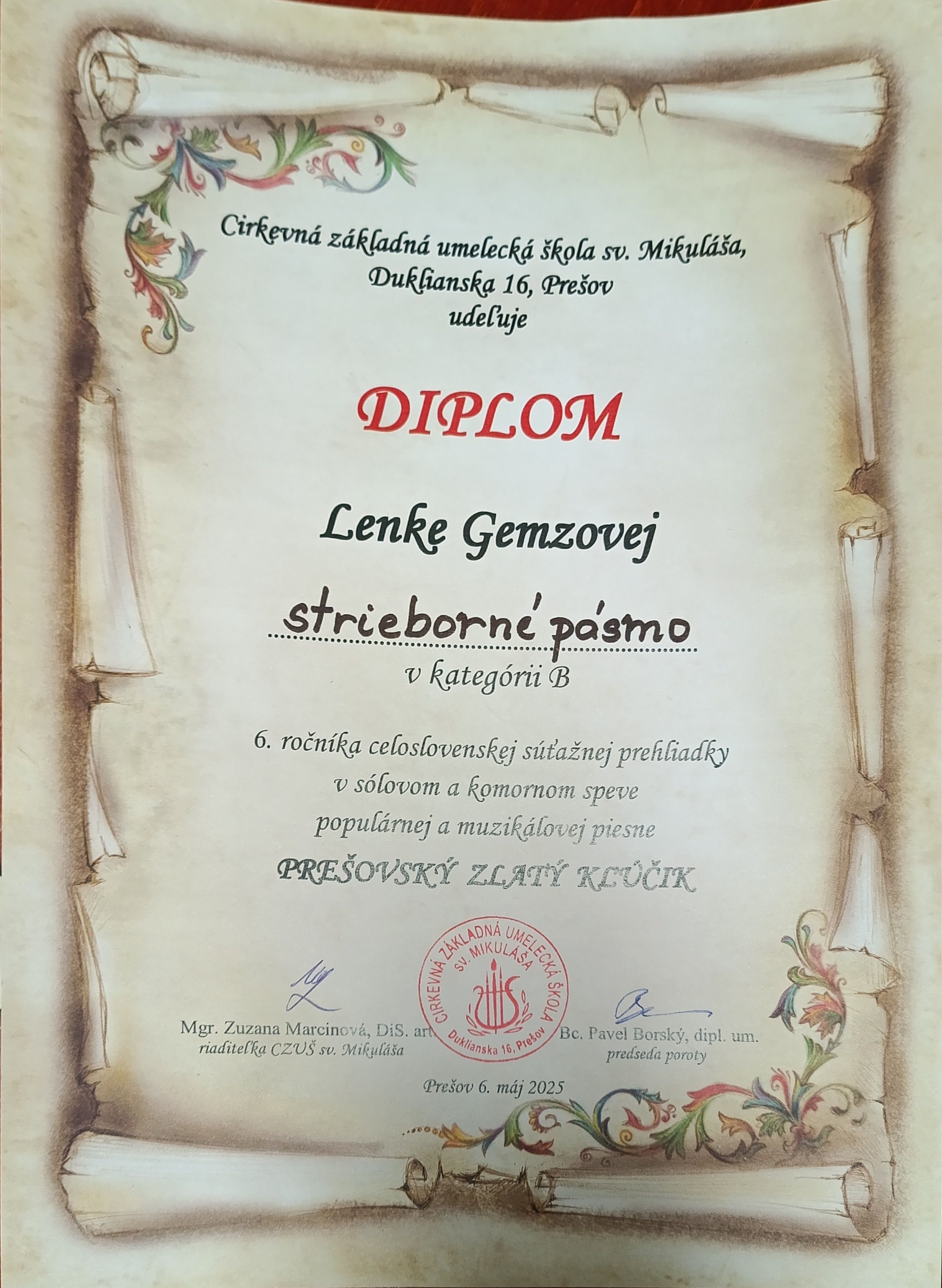 Prešovský zlatý kľúčik, Celoslovenská súťaž v sólovom a komornom speve v Prešove 5. - 6.5. 2025