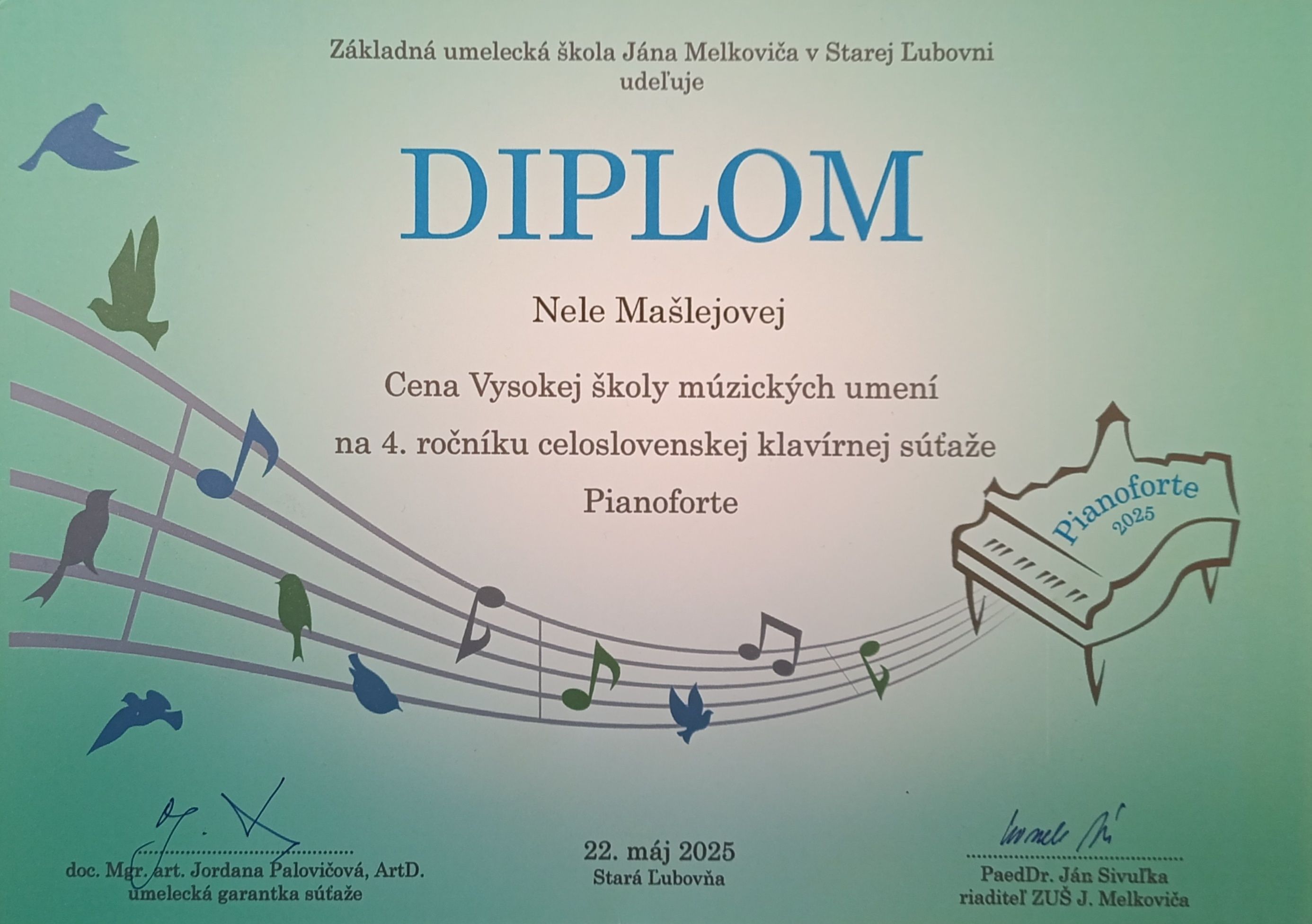 Celoslovenská klavírna súťaž Pianoforte v Starej Ľubovni 22.5. 2025