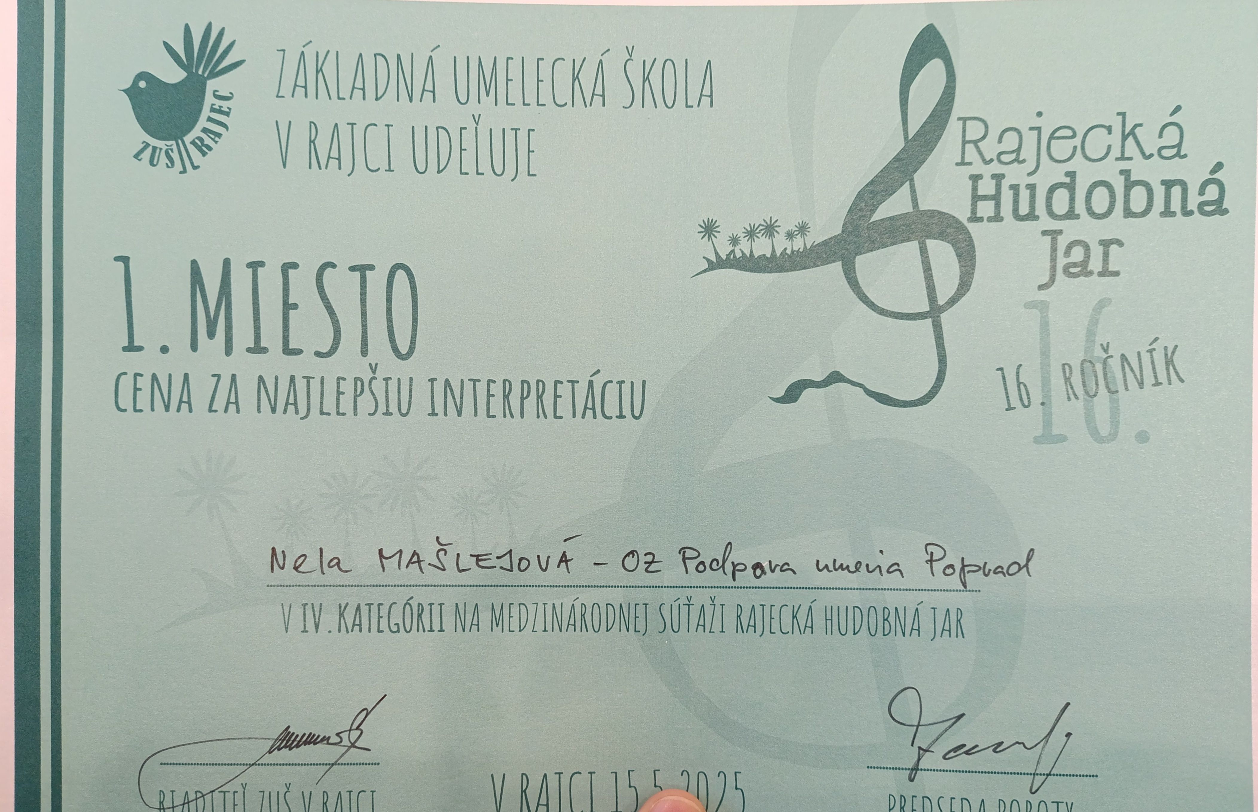 Medzinárodná súťaž Rajecká hudobná jar v Rajci 15.5. 2025