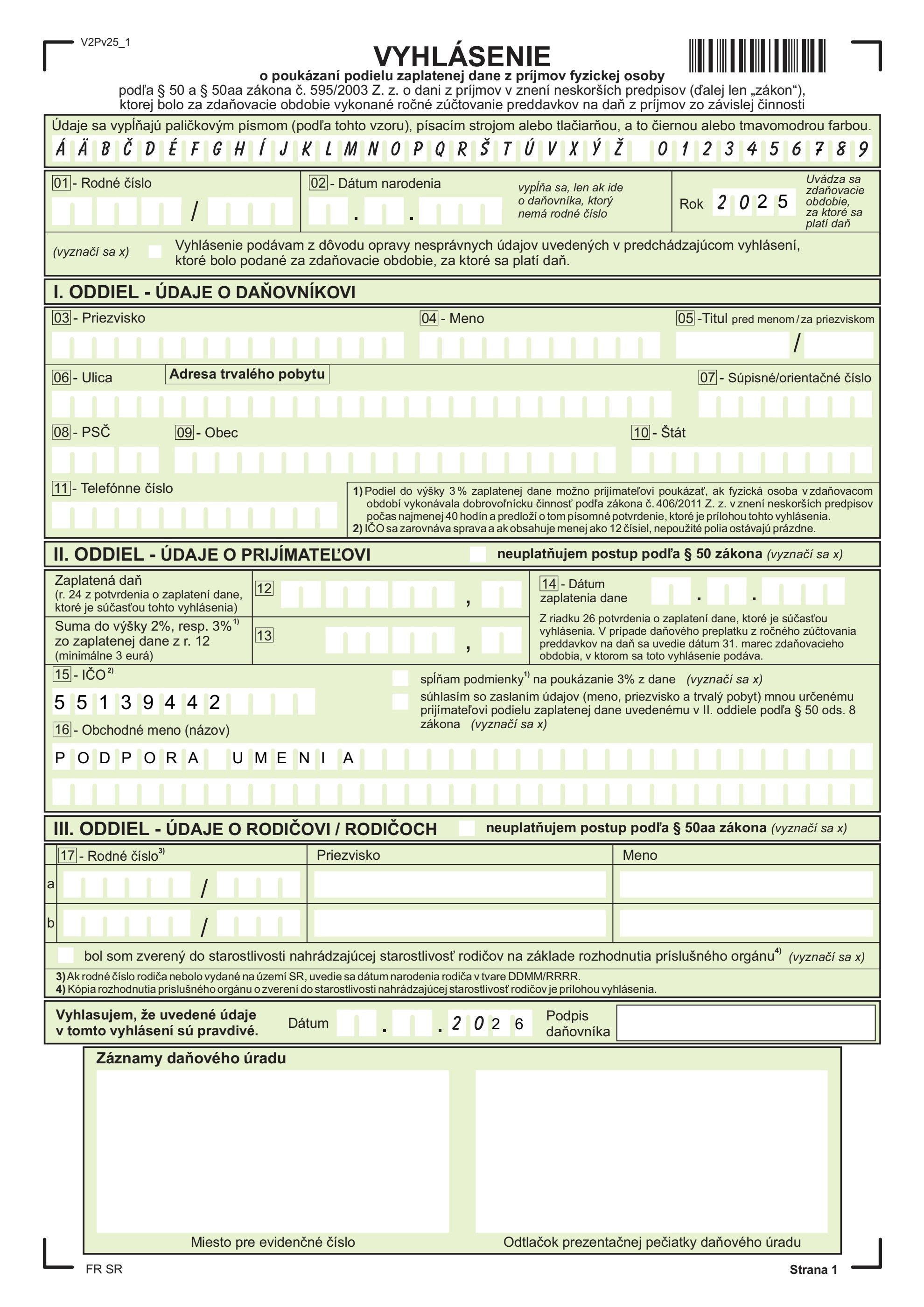 DARUJTE NÁM 2% Z DANE