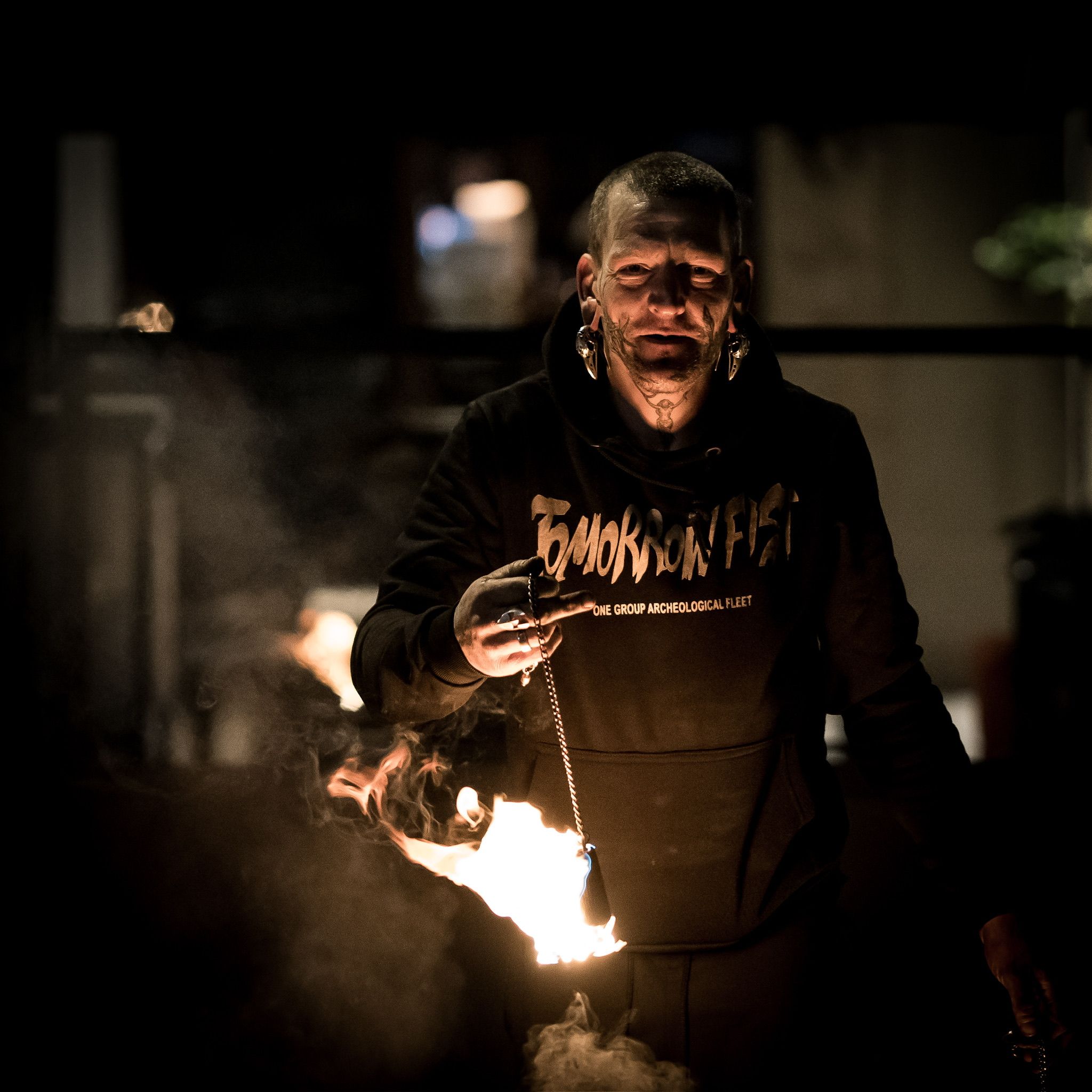 Man with fire