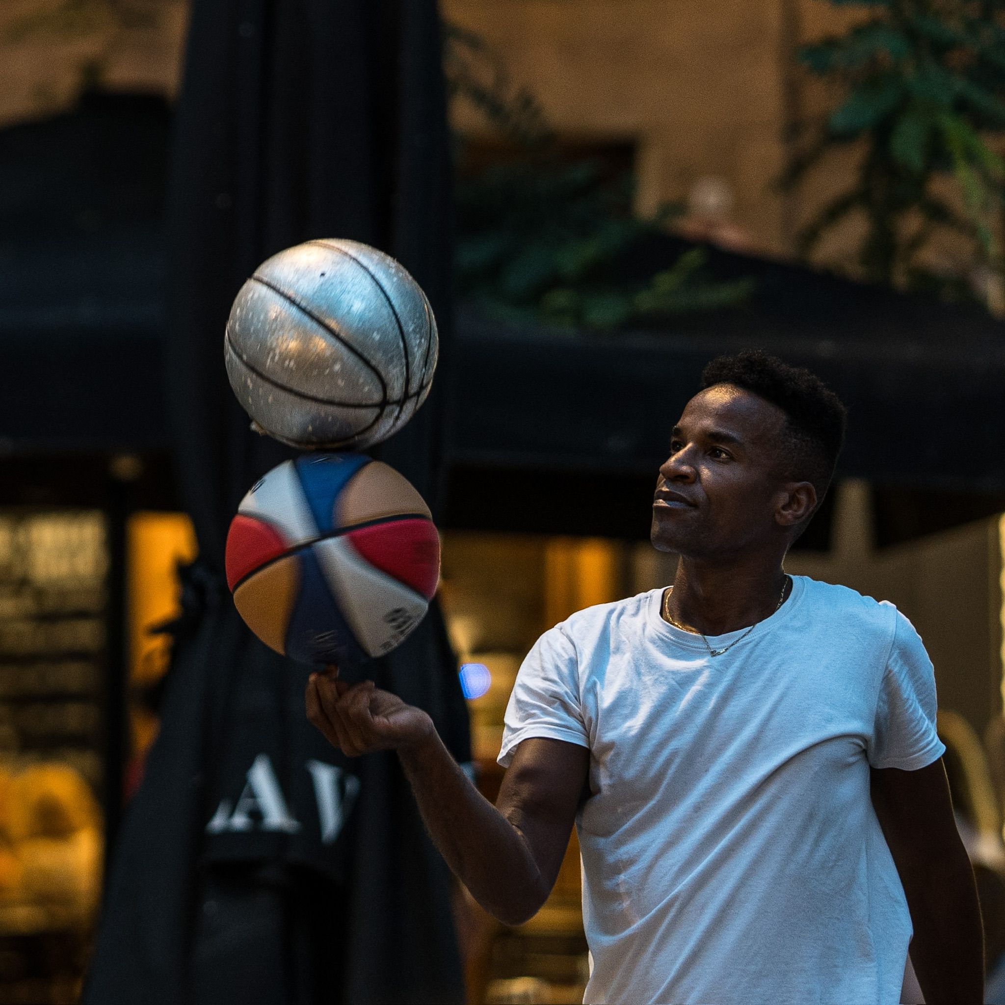 Man with basketballs