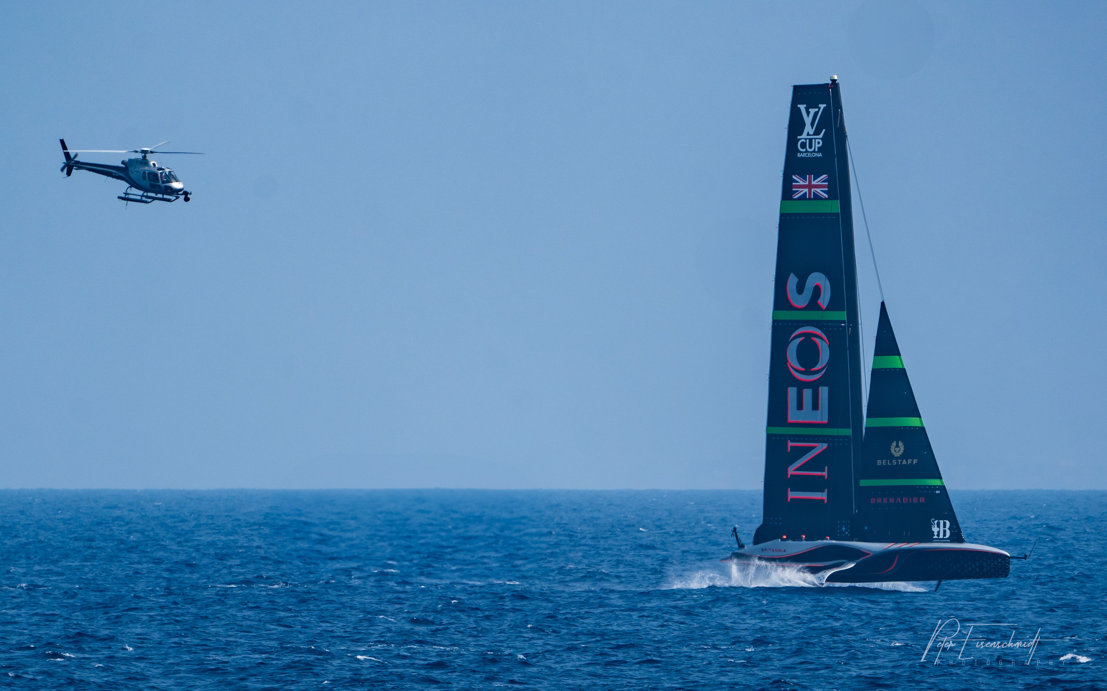 America’s Cup Ineos and helicopter 