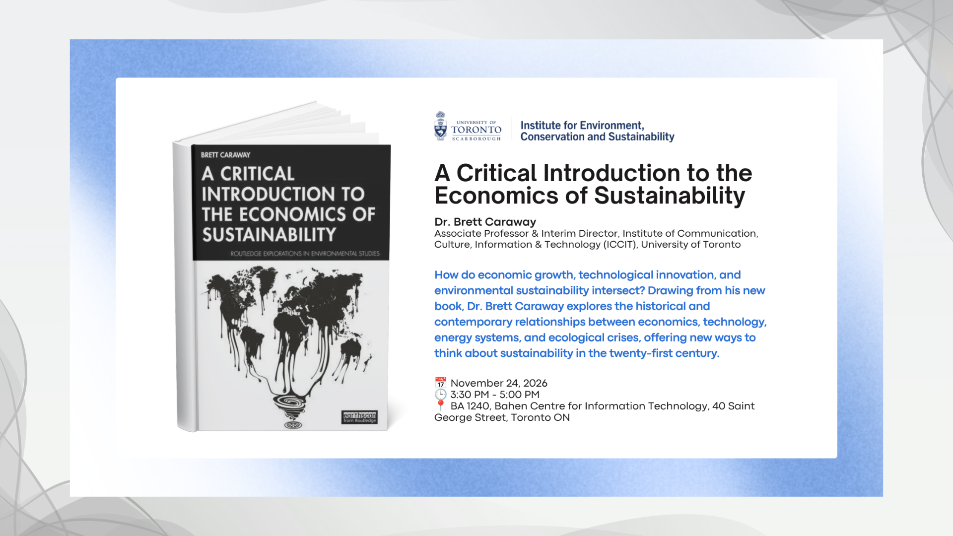 A Critical Introduction to the Economics of Sustainability - Dr. Brett Caraway