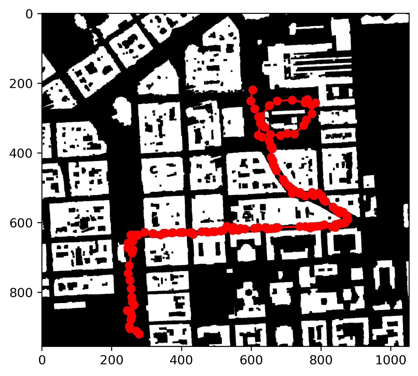 drone path on flipped map