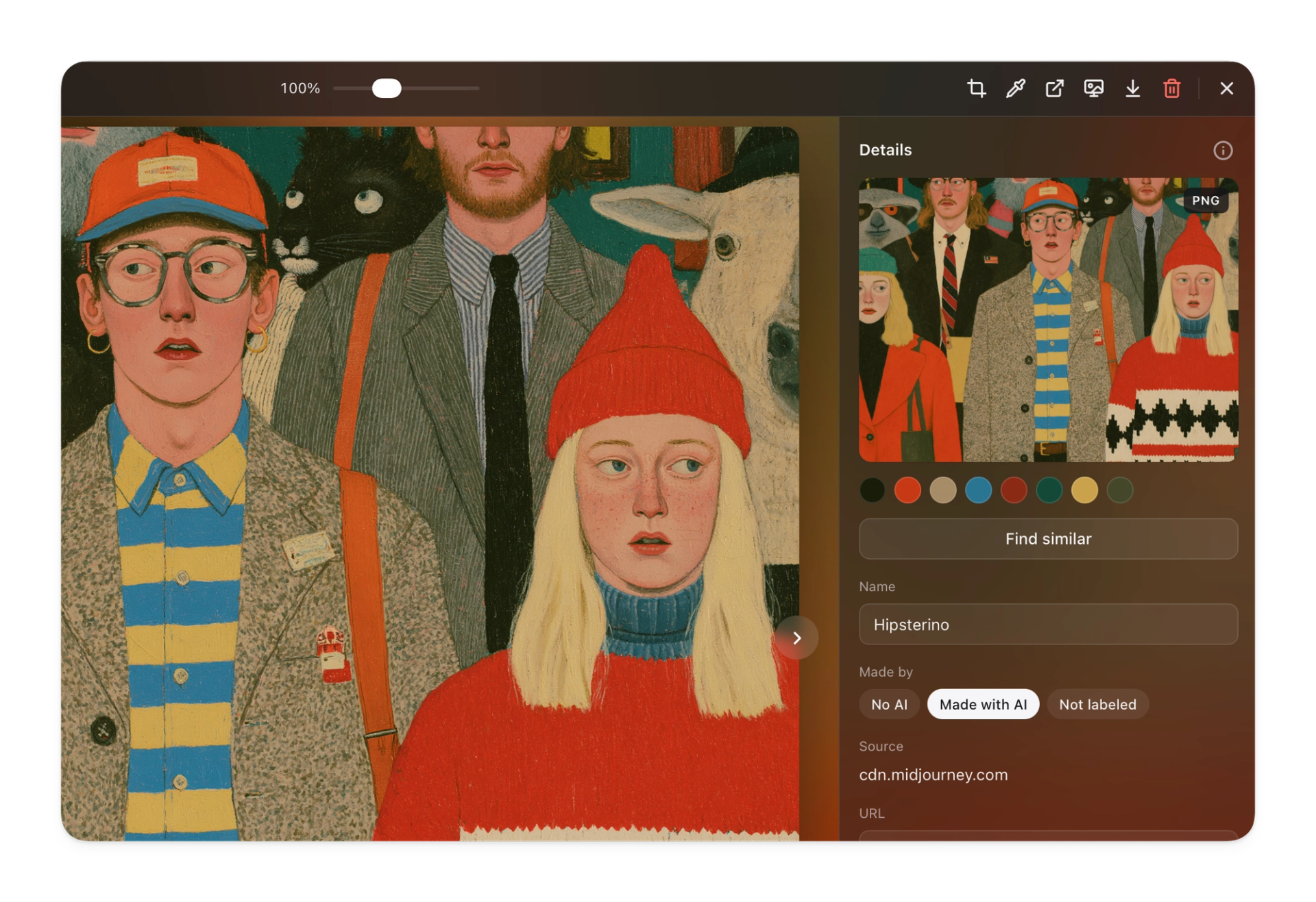 Crop of light box view in Conocle app