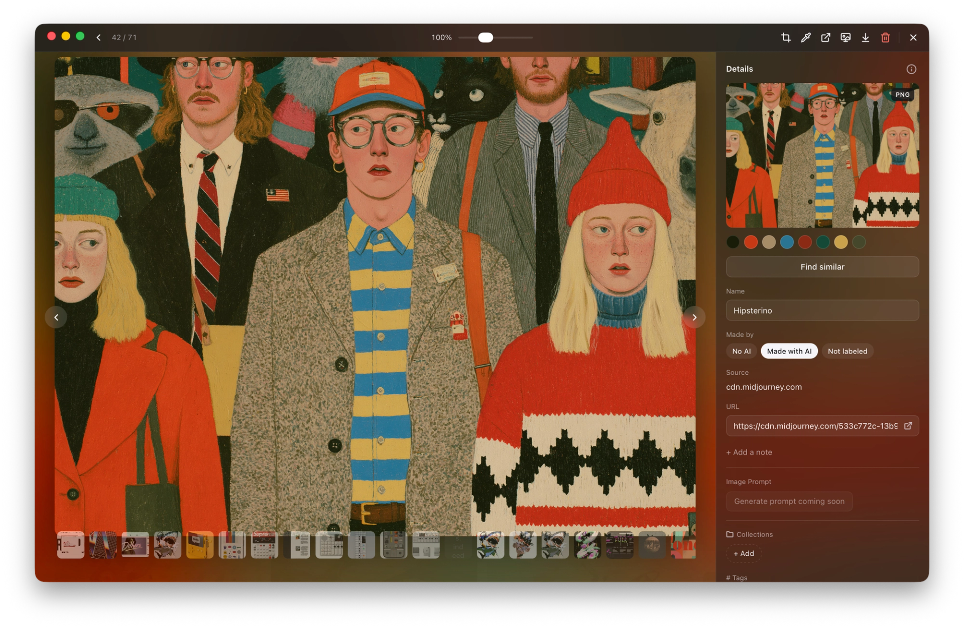 Screen capture from image light box view in Conocle app
