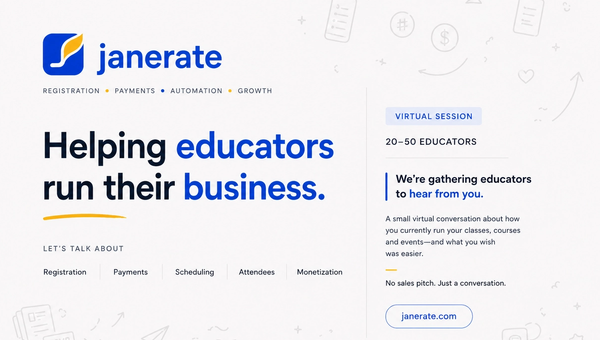50 Educators Are About to Get Real Help Running Their Business: Join Janerate's Virtual Unveiling on Sept 5
