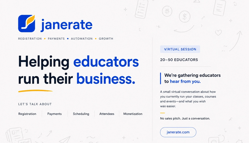 50 Educators Are About to Get Real Help Running Their Business: Join Janerate's Virtual Unveiling on Sept 5