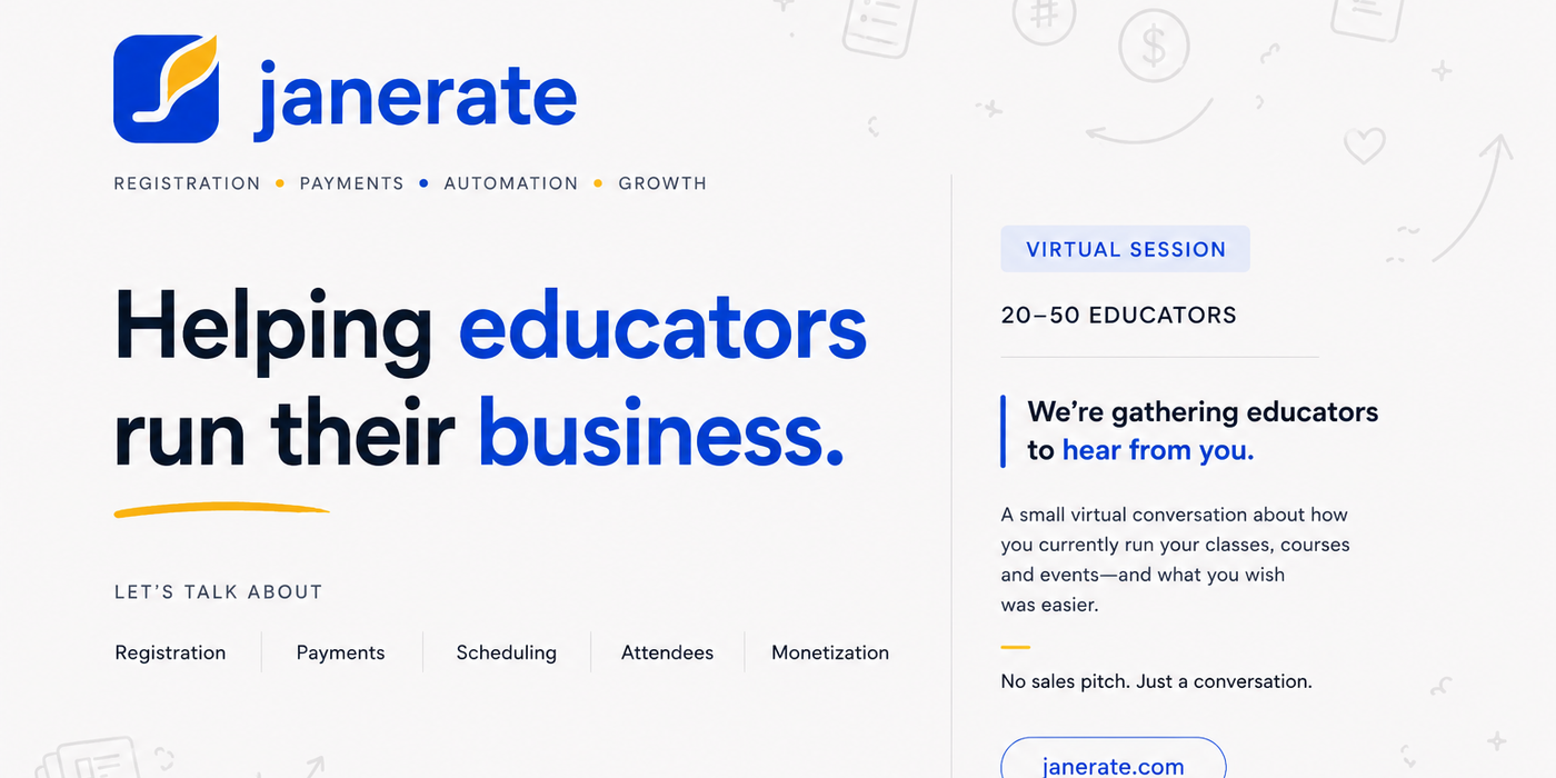50 Educators Are About to Get Real Help Running Their Business: Join Janerate's Virtual Unveiling on Sept 5