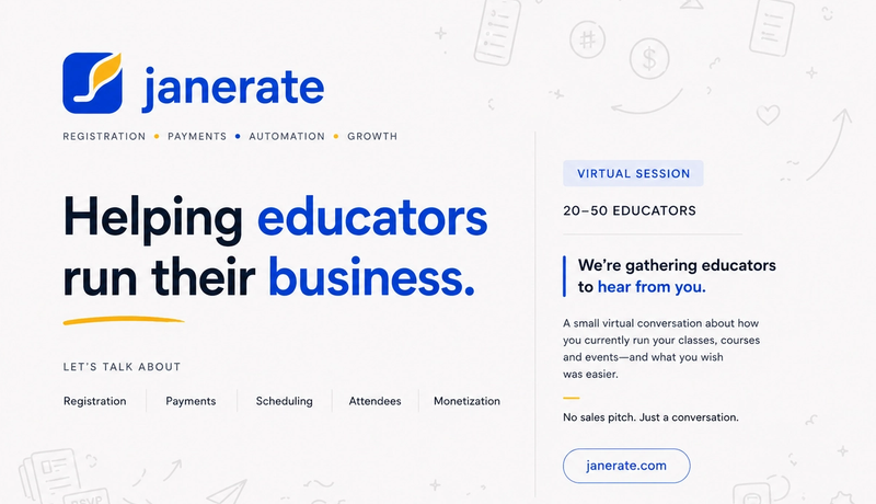 50 Educators Are About to Get Real Help Running Their Business: Join Janerate's Virtual Unveiling on Sept 5