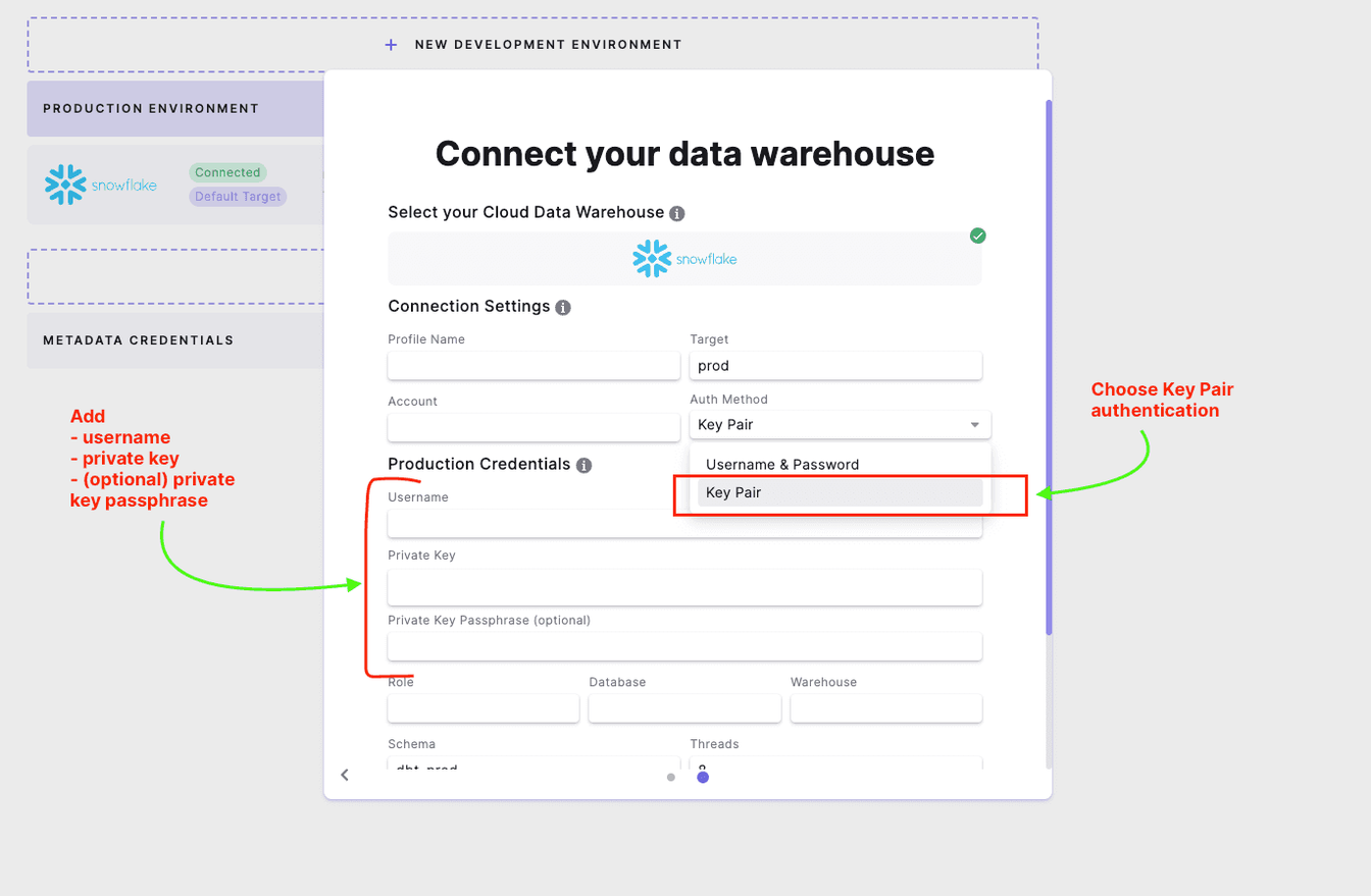 Snowflake key-pair authentication | Paradime | Analytics Engineering using dbt™