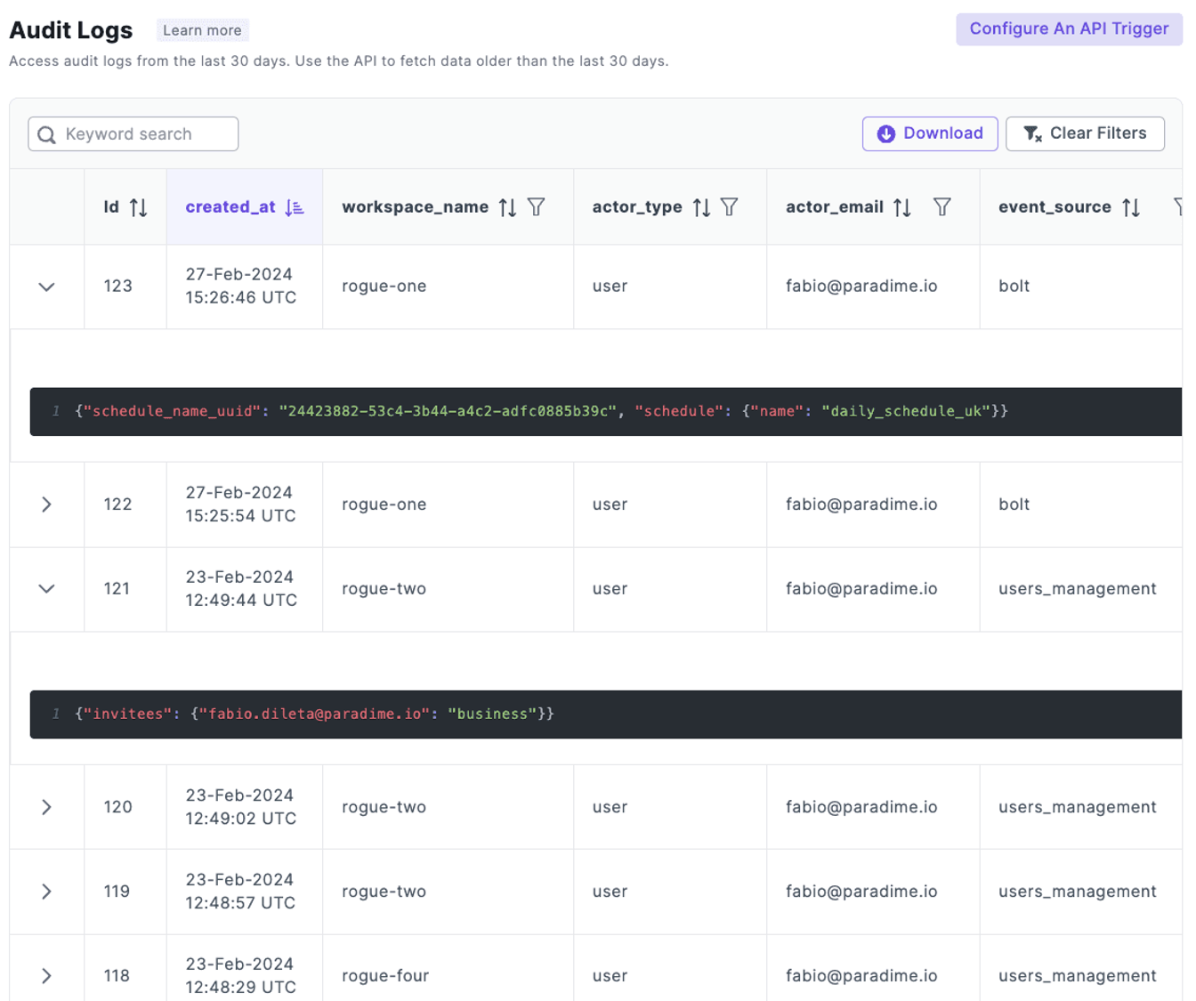 Audit Logs | Paradime | Analytics Engineering using dbt™