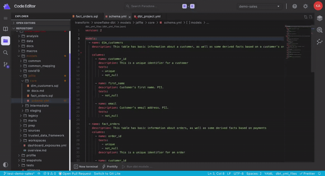 YAML validation | Paradime | Analytics Engineering using dbt™
