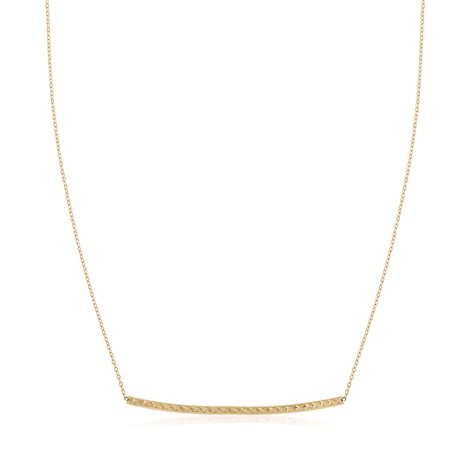 14k Yellow Gold Thin Textured Bar Necklace