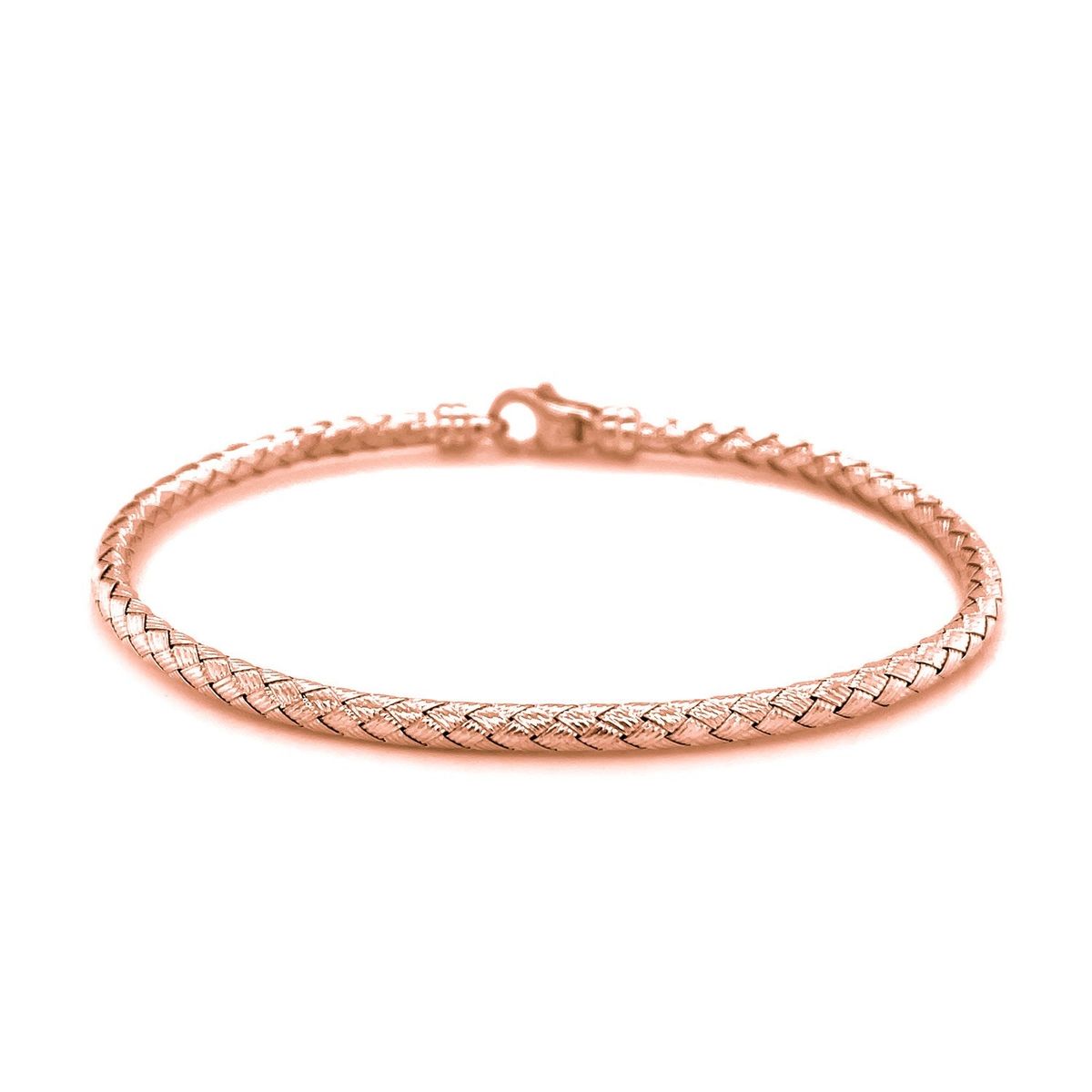 14k Rose Gold Fancy Weave Motif Bangle (3.40 mm) thumbnail 2