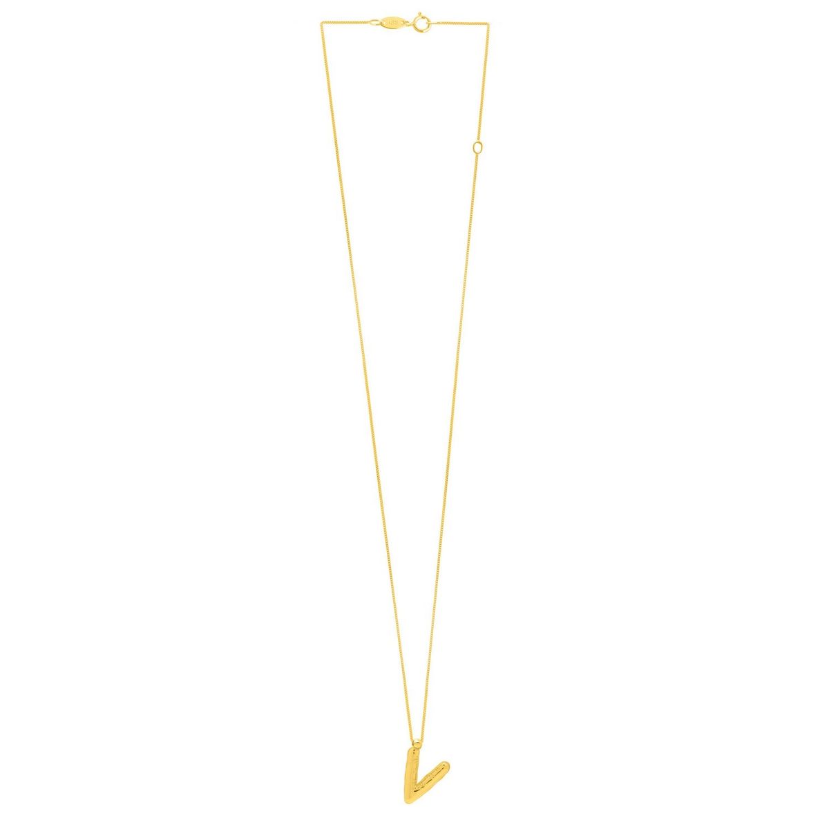 14K Yellow Gold Helium Initial V Pendant thumbnail 2