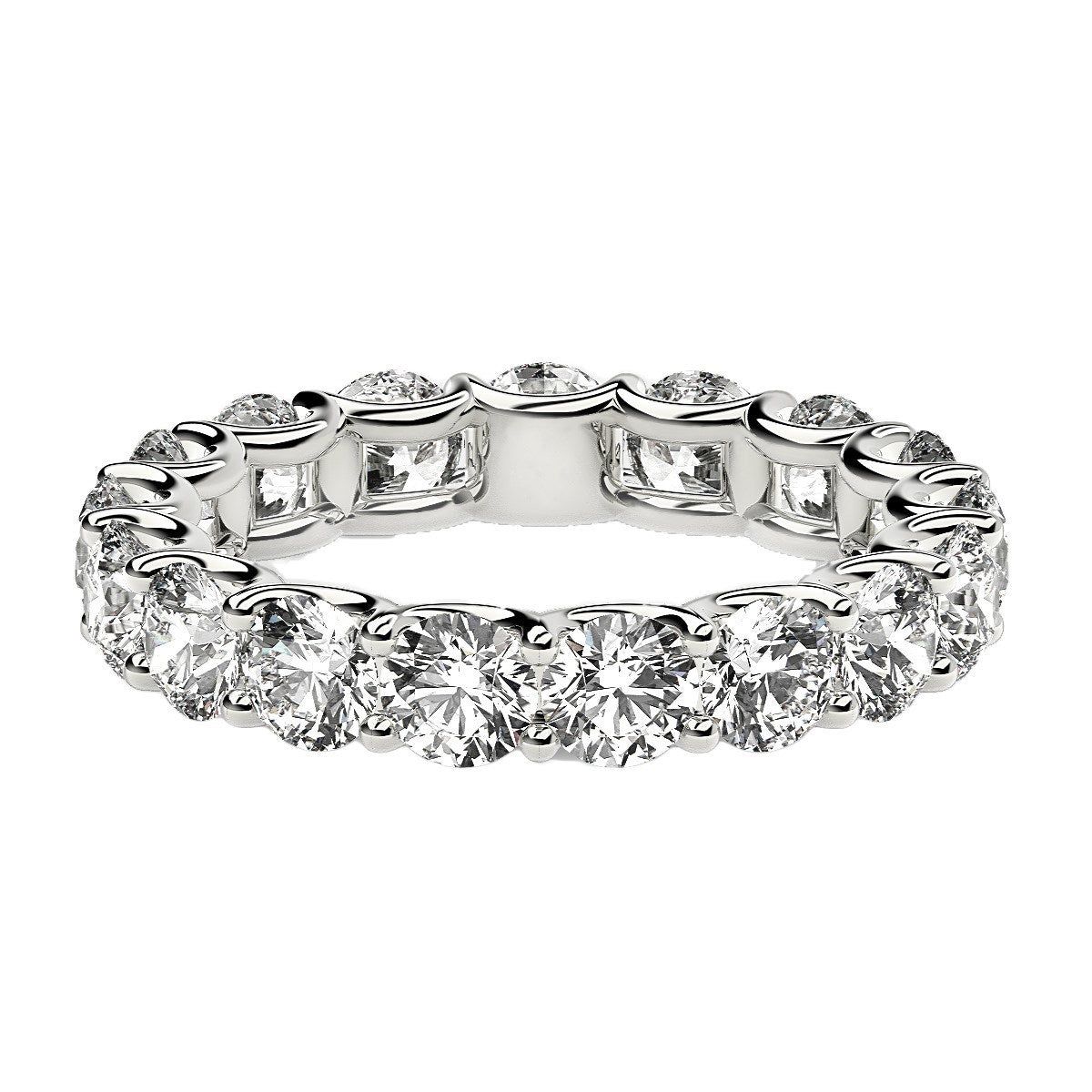 Round Cut Lab Grown Diamond Eternity Ring in 14k White Gold (3 cttw FG/VS2) thumbnail 2