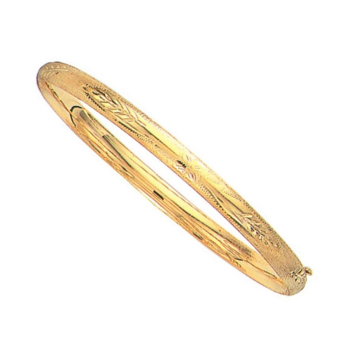 10k Yellow Gold Botanical Pattern Florentine Bangle (5.00 mm) thumbnail 3