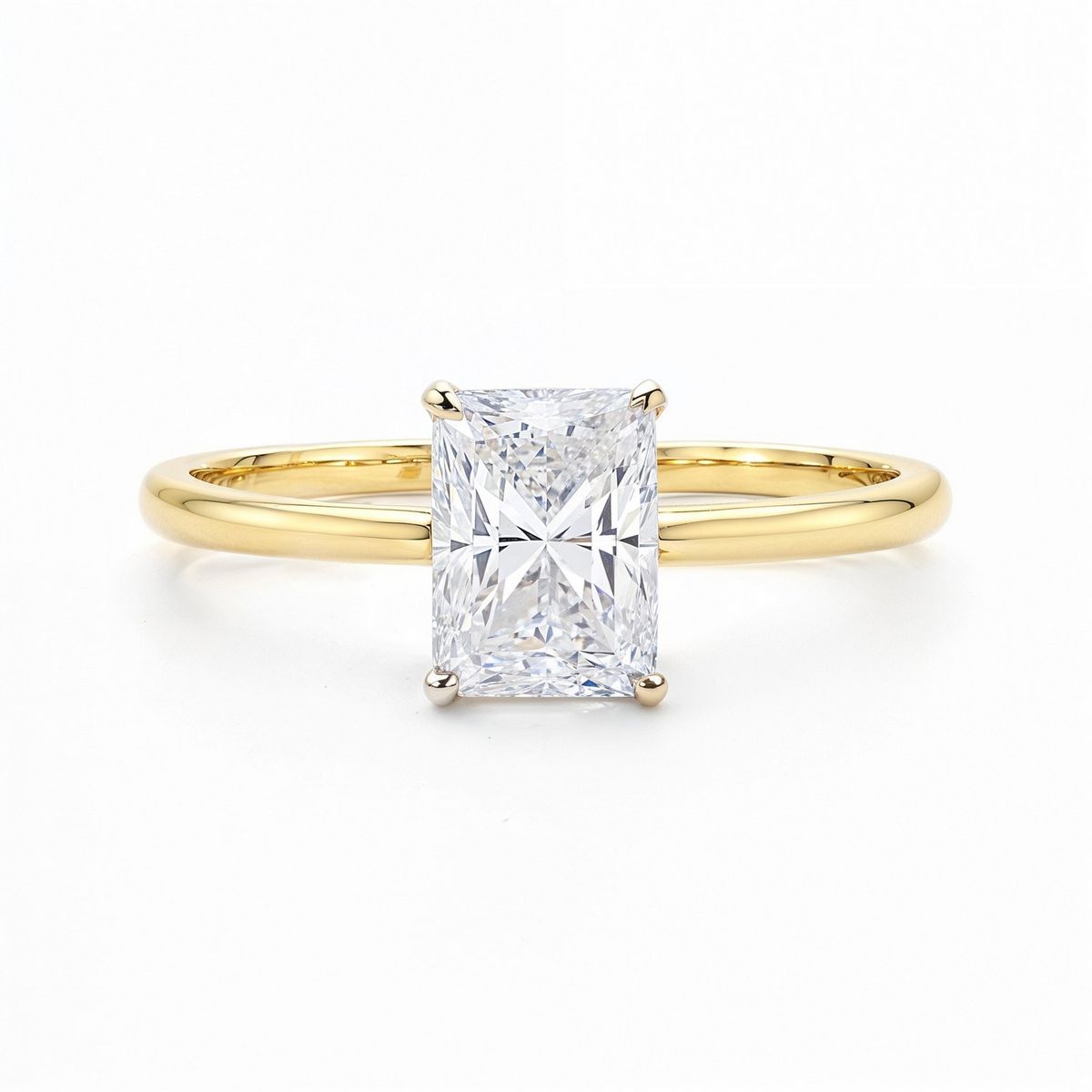1.50Ct Radiant Lab Grown IGI G/VS1 Diamond Ring in 10K Yellow Gold thumbnail 4