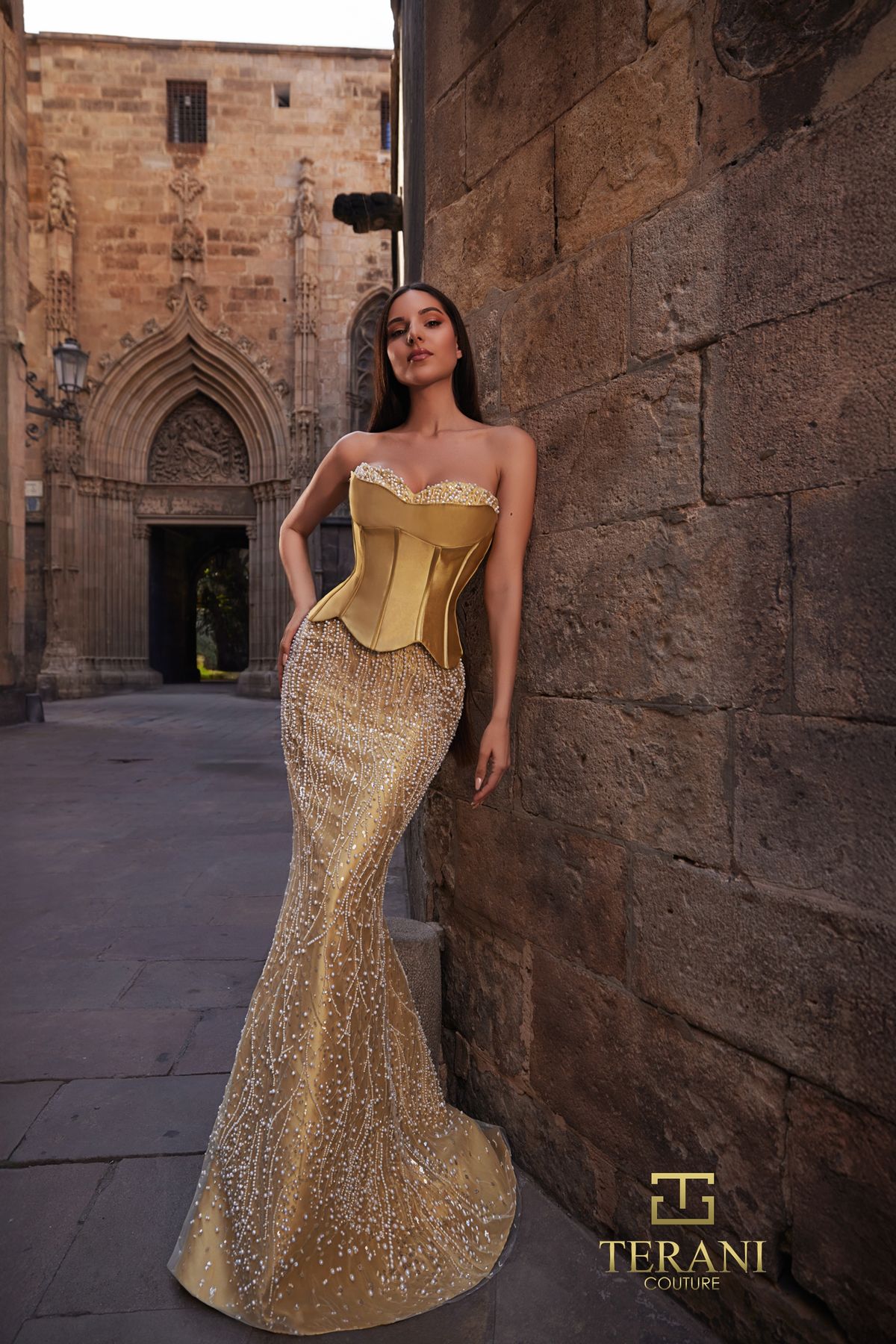 Terani Couture 261E6238 - Beaded Sweetheart Corset Mermaid Gown