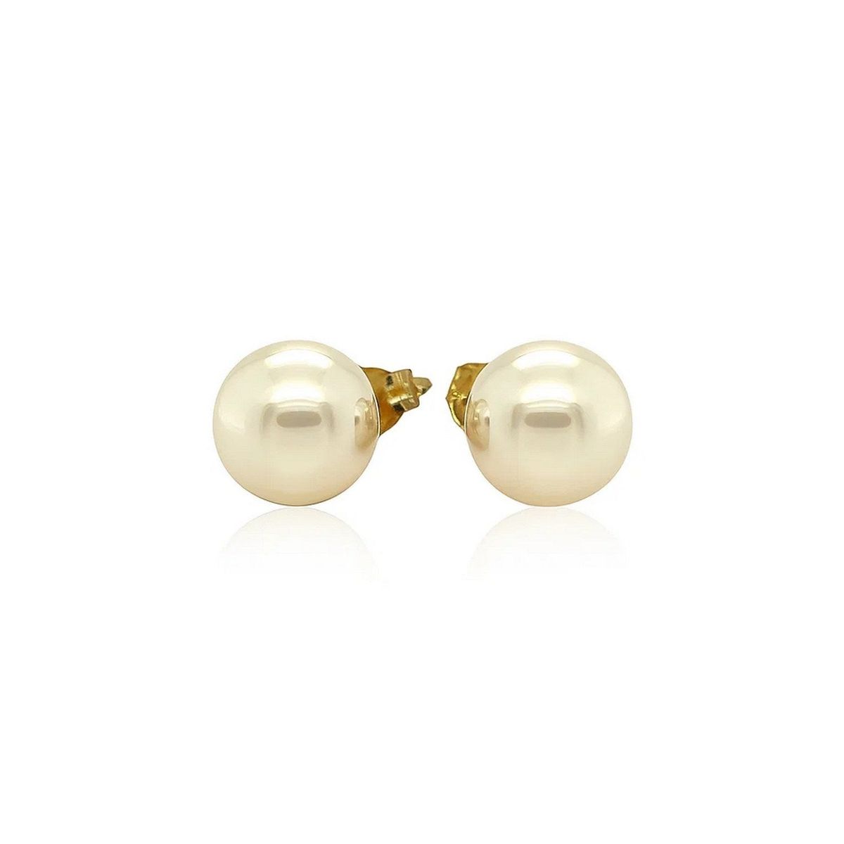 14k Yellow Gold Freshwater Cultured White Pearl Stud Earrings (7mm) thumbnail 2