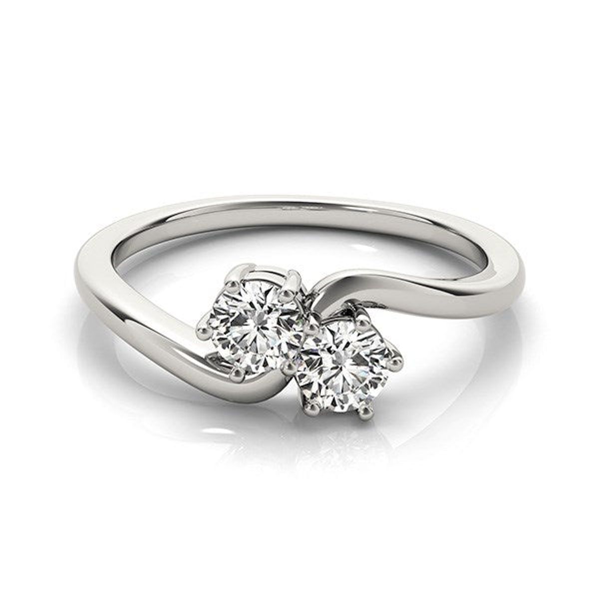 Solitaire Two Stone Diamond Ring in 14k White Gold (1/2 cttw) thumbnail 3