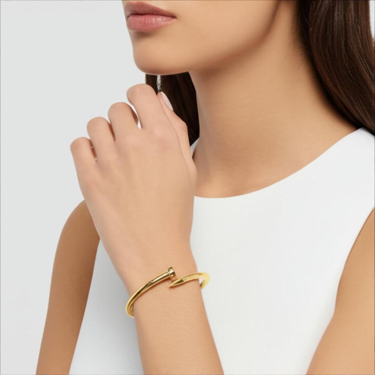 Bypass Nail Head Cuff Bangle in 14K Yellow Gold thumbnail 3