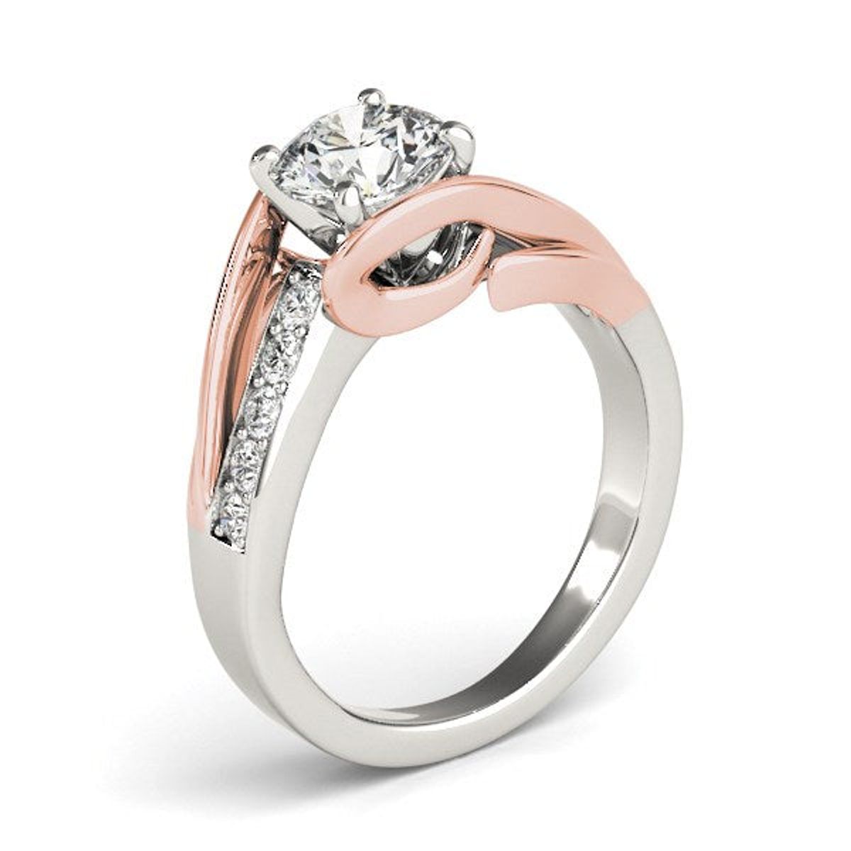 14k White And Rose Gold Bypass Shank Diamond Engagement Ring (1 1/8 cttw) thumbnail 2