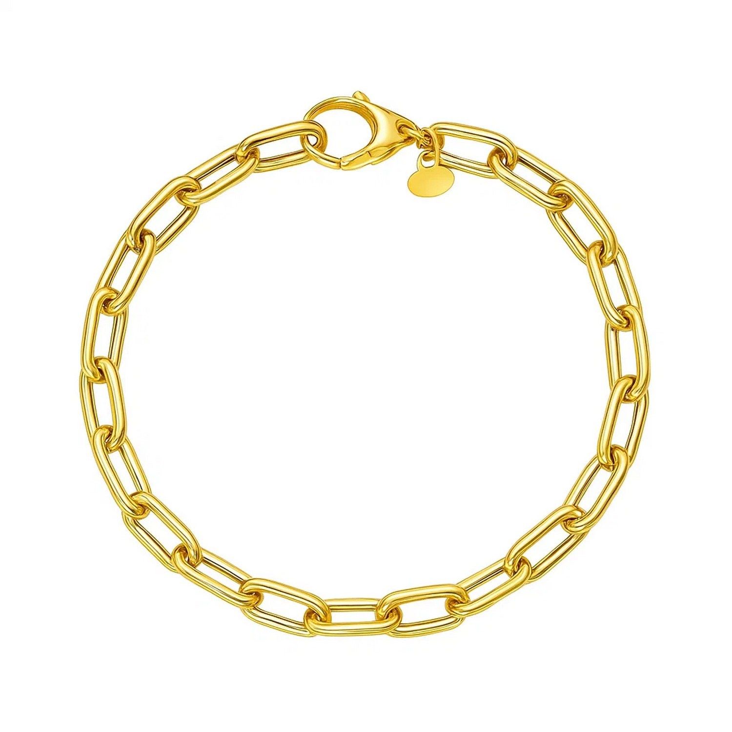 14K Yellow Gold Charm Lock Paperclip Chain Bracelet