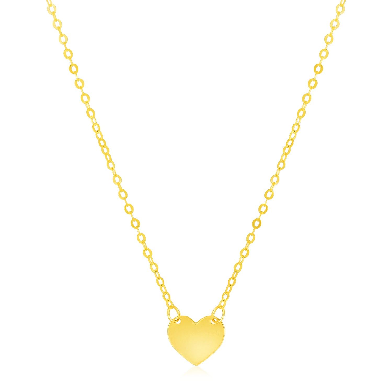 14k Yellow Gold Polished Mini Heart Necklace