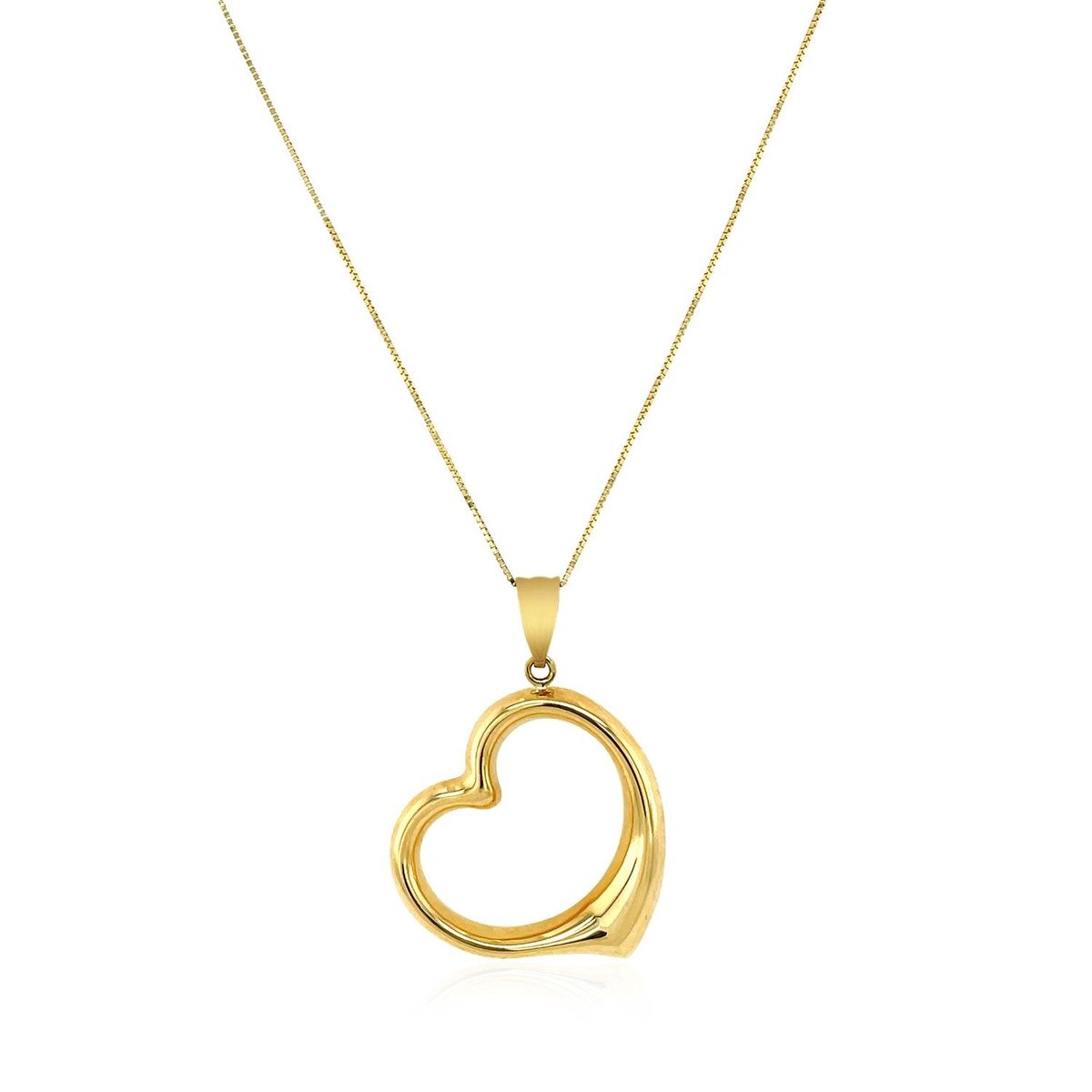 14k Yellow Gold Floating Heart Drop Pendant thumbnail 2