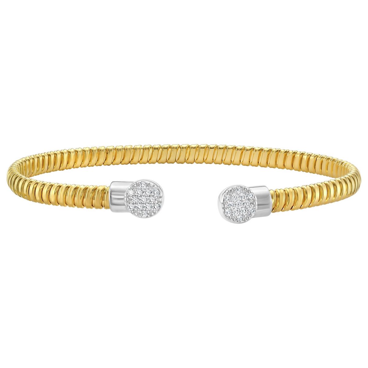 14K Yellow Gold Round End Tubogas Cuff Bangle (3.90 mm) thumbnail 2
