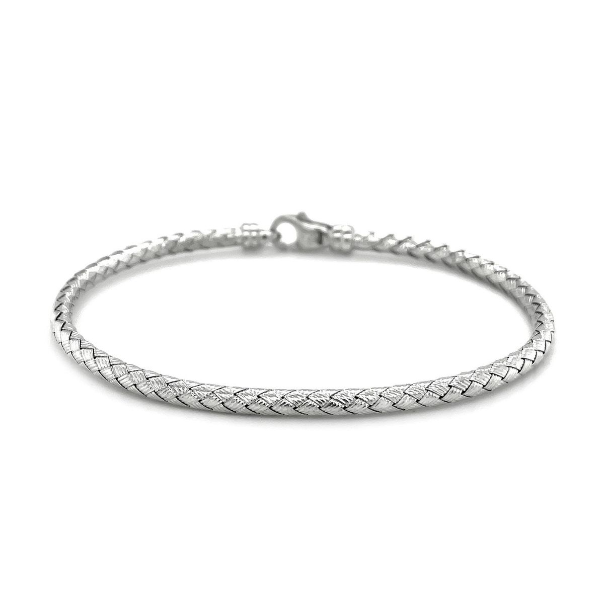 Fancy Weave Bangle in 14k White Gold (3.00 mm) thumbnail 3