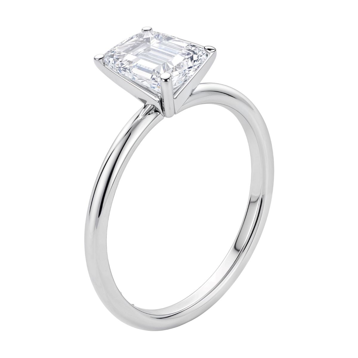 2 Carat Emerald Lab Grown IGI G/VS1 Diamond Solitaire Ring in 10K White Gold thumbnail 3