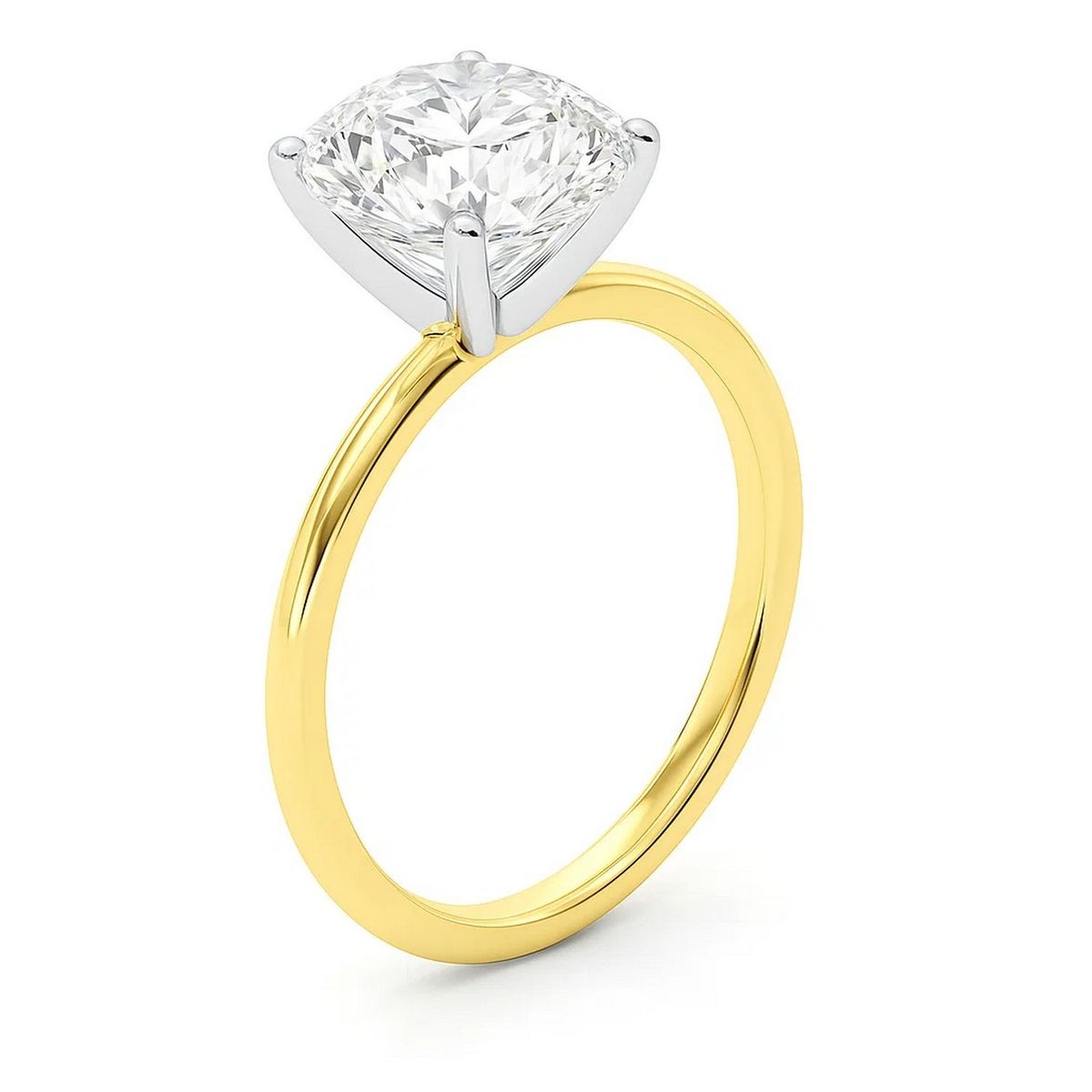 3 Carat Cushion Lab Grown IGI G/VS1 Diamond Solitaire Ring in 14K Yellow Gold thumbnail 3