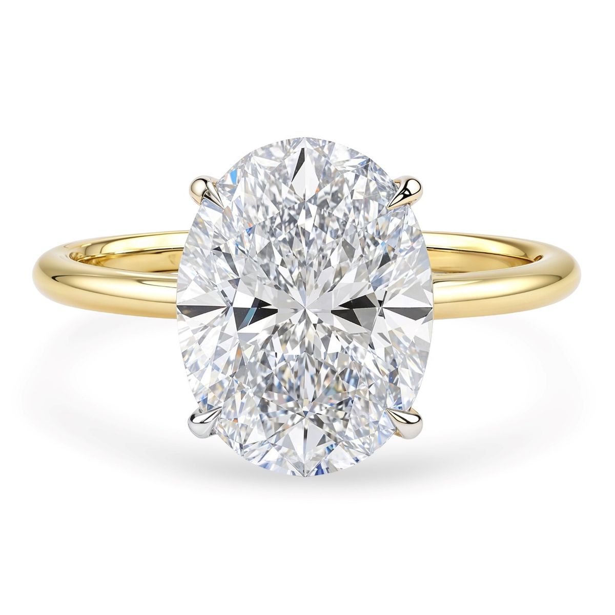 3 Carat Oval Lab Grown IGI G/VS1 Diamond Solitaire Ring in 10K Yellow Gold thumbnail 4