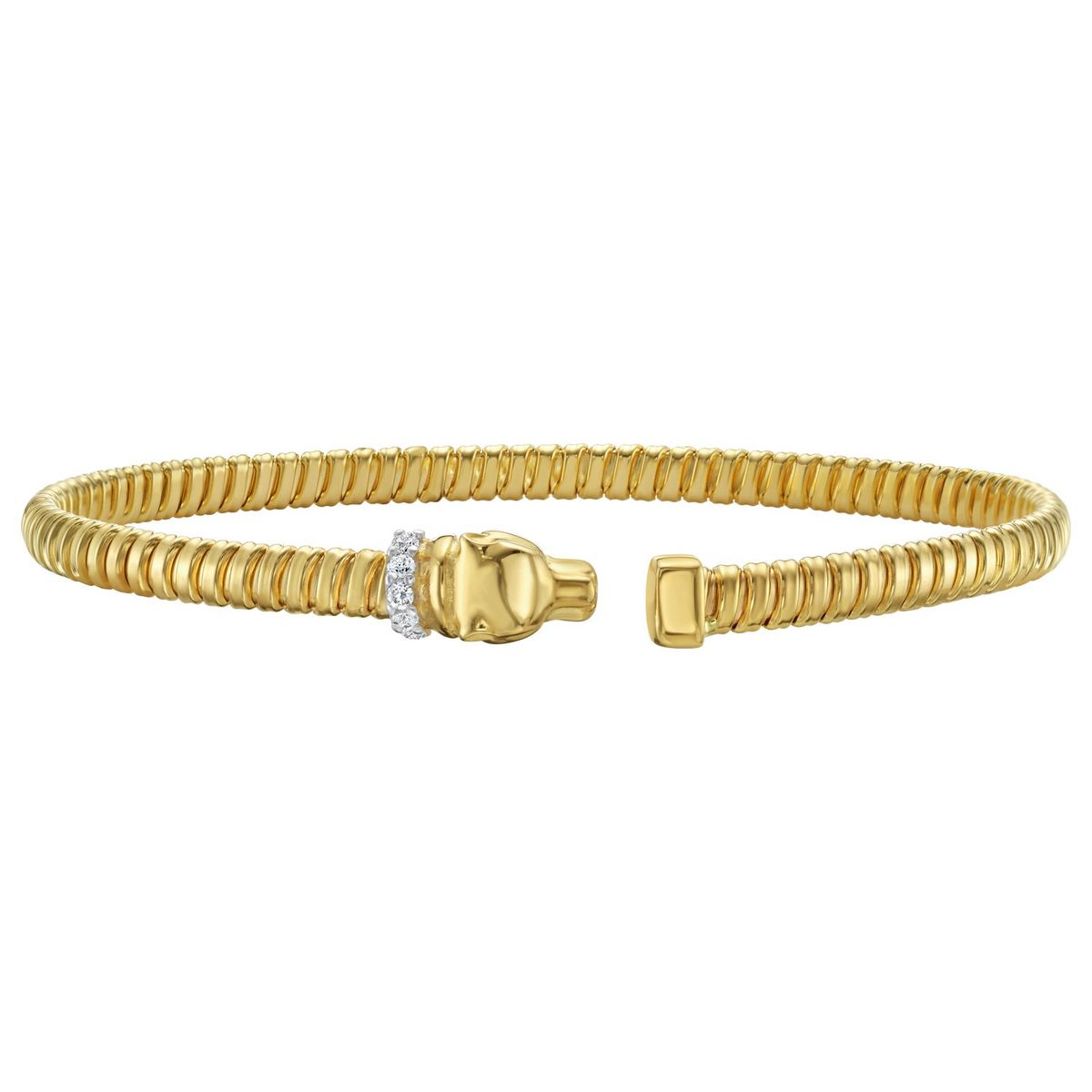 14K Yellow Gold Tubogas Panther Cuff with Diamonds (3.90 mm) thumbnail 2