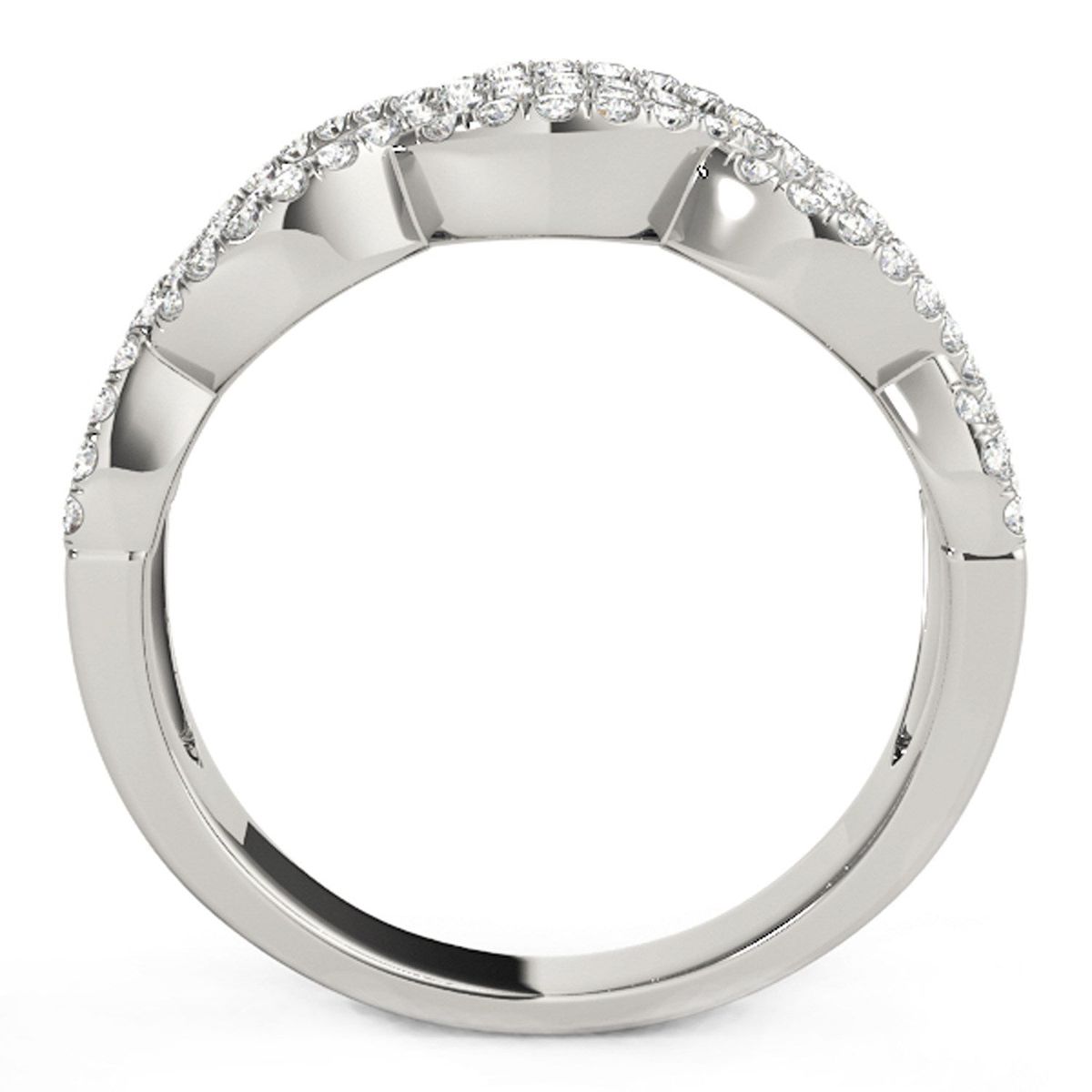 Diamond Studded Double Interlocking Waves Ring in 14k White Gold  (5/8 cttw) thumbnail 3