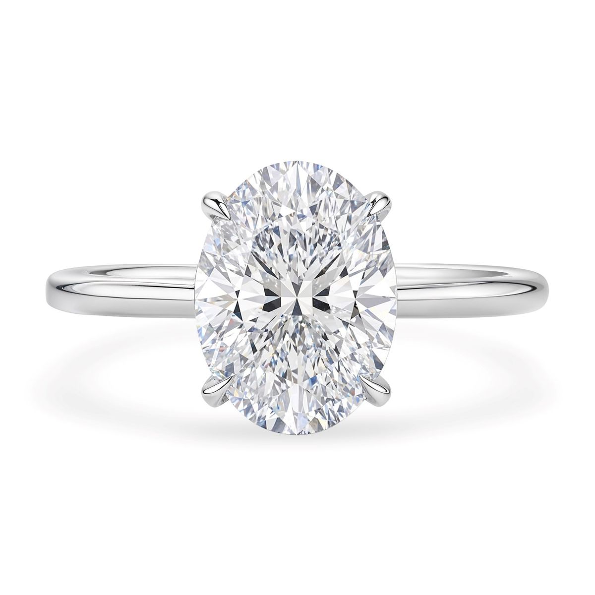 2 Carat Oval Lab Grown IGI G/VS1 Diamond Solitaire Ring in 14K White Gold thumbnail 4