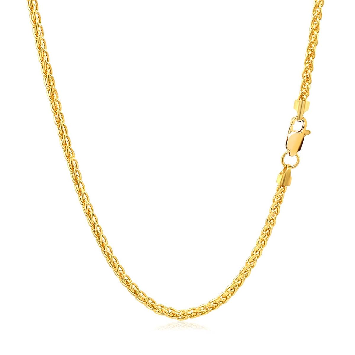 14k Yellow Gold Round Wheat Chain (2.1 mm) thumbnail 3