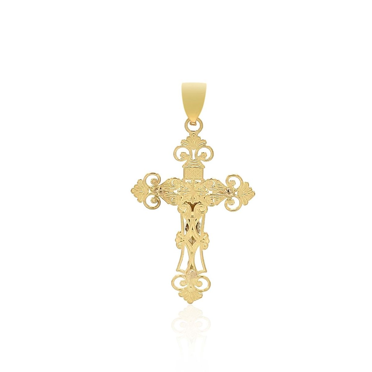 14k Two Tone Gold Cross Pendant thumbnail 2
