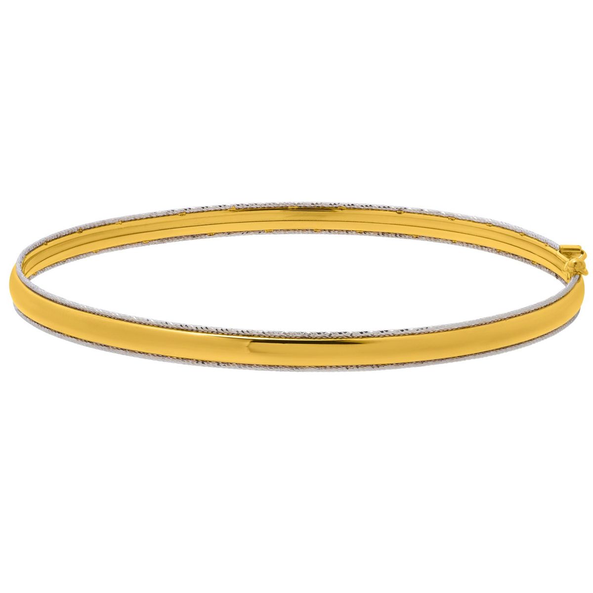 Two Tone Minimalist Bangle in 14K Yellow Gold (4.10 mm) thumbnail 2