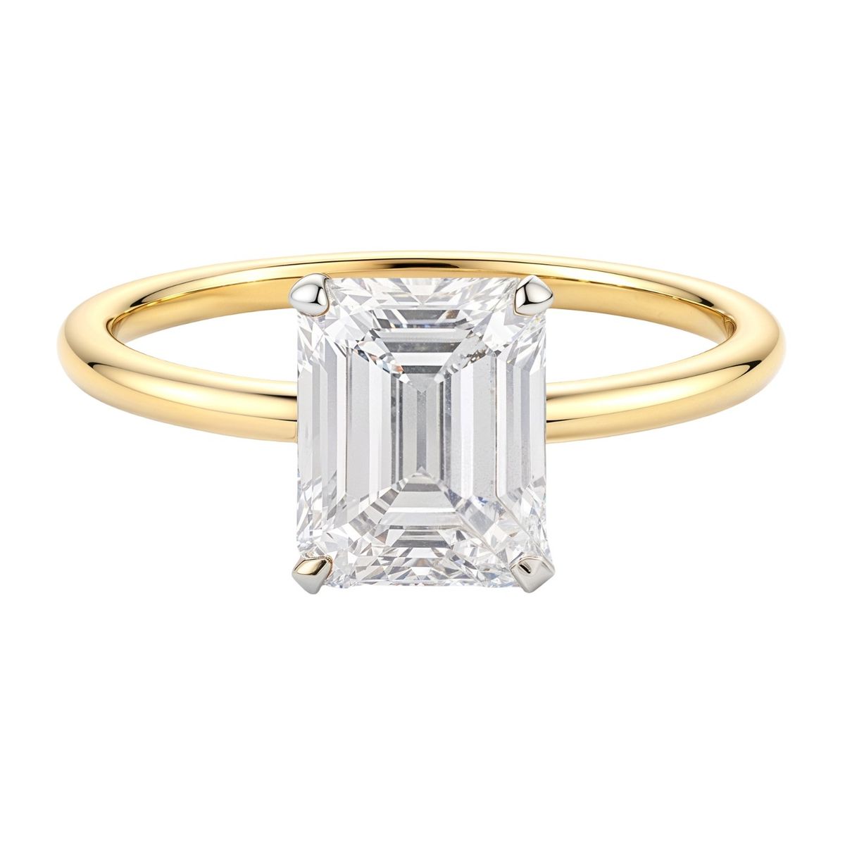 2 Carat Emerald Lab Grown IGI G/VS1 Diamond Solitaire Ring in 10K Yellow Gold thumbnail 4